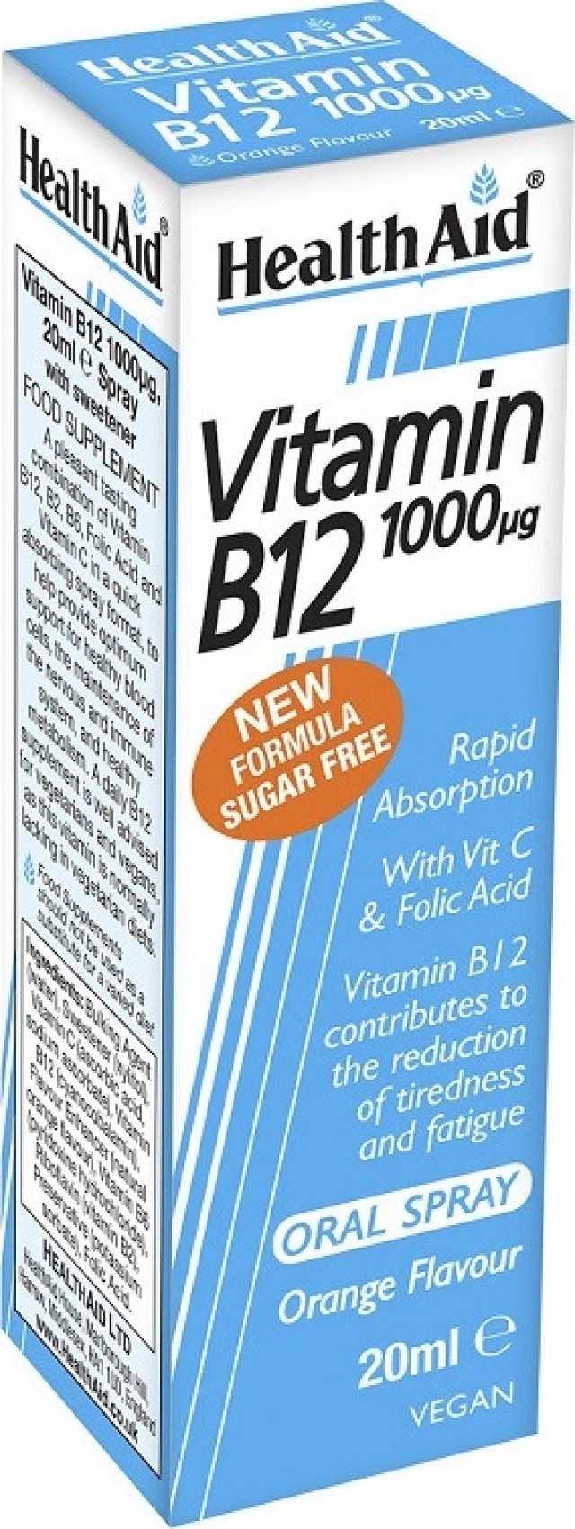 Health Aid Vitamin B12 1000mg Spray for Rapid Absorption Βιταμίνη B12 σε Μορφή Σπρέι για Γρήγορη Απορρόφηση 20ml