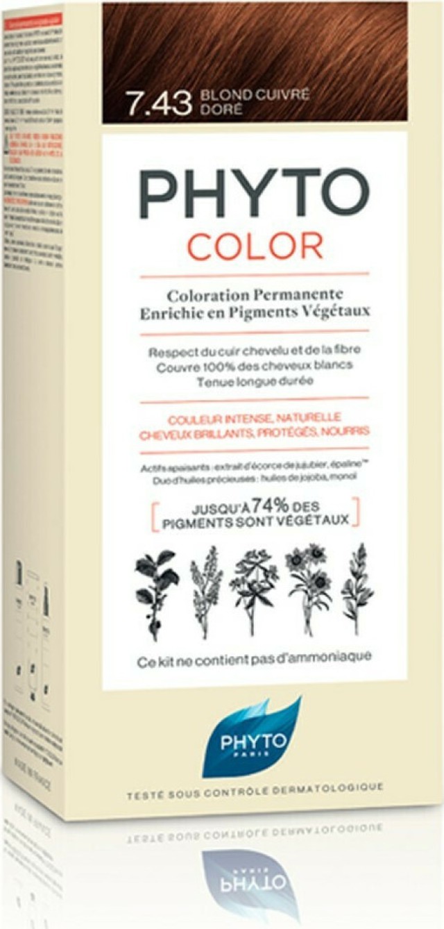 Phyto Color Copper Golden Blonde No 7.43 Ξανθό Χρυσοχάλκινο Μόνιμη Βαφή, 1τεμ