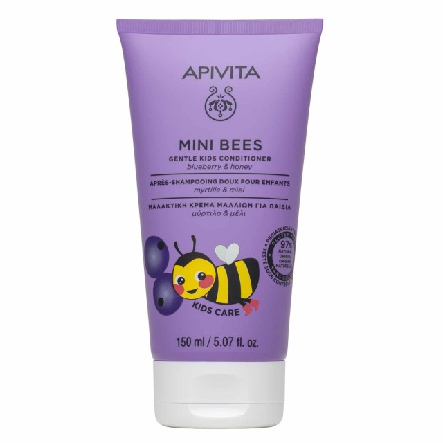 Apivita Mini Bees Gentle Kids Conditioner Blueberry & Honey, Μαλακτική Κρέμα Μαλλιών για Παιδιά Μύρτιλο & Μέλι 150ml