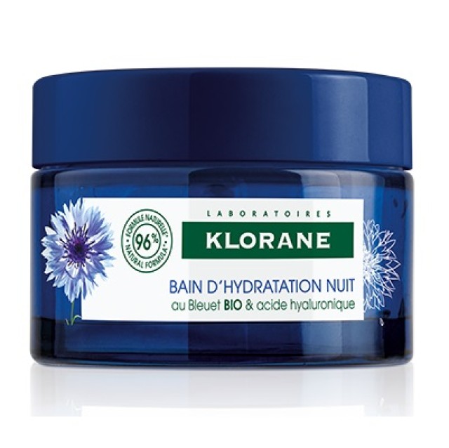 Klorane Water Sleeping Mask with Organic Cornflower & Υαλουρονικό, Απαλή Ενυδατική Κρέμα Νύχτας 50ml