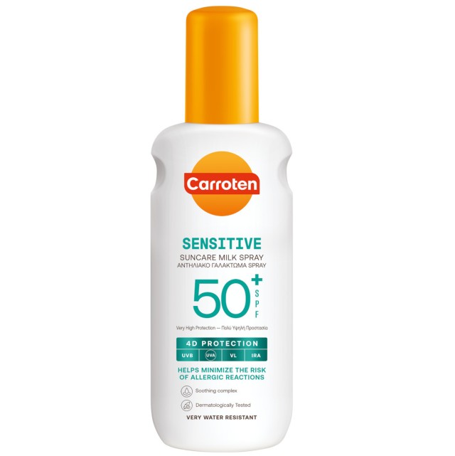 Carroten Sensitive Suncare Milk Spray 4D Protection SPF50+ Αντηλιακό Γαλάκτωμα Σώματος σε Spray, 200ml