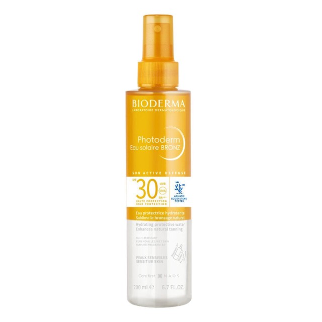 Bioderma Photoderm Eau Solaire Bronz SPF30 Ενυδατικό Αντηλιακό Νερό για Μαλλιά, Πρόσωπο & Σώμα, 200ml