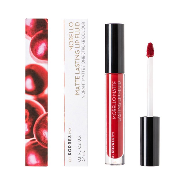 Korres Morello Matte Lasting Lip Fluid 59 Brick Red Υγρό Κραγιόν 3.4ml