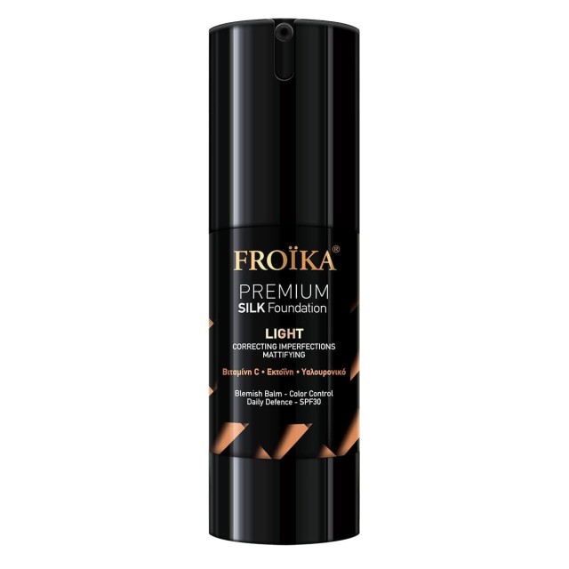 Froika Premium Silk Foundation SPF30 με Βιταμίνη C, Εκτοΐνη & Υαλουρονικό, 30ml - LIGHT