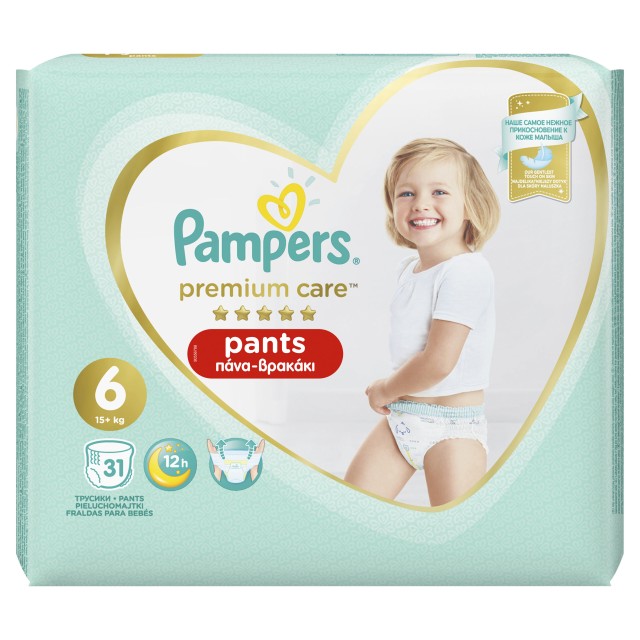 Pampers Πάνες Premium Care Pants Jumbo Pack Νo6 (15+kg) 31τμχ