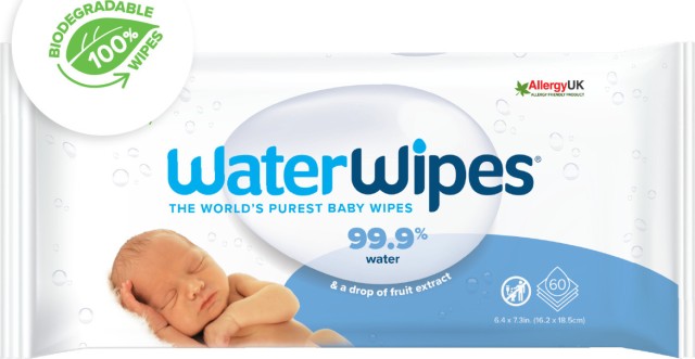 WaterWipes Bio 100% Βιοδιασπώμενα Άοσμα Μωρομάντηλα με 99,9% Νερό 60 Τεμάχια