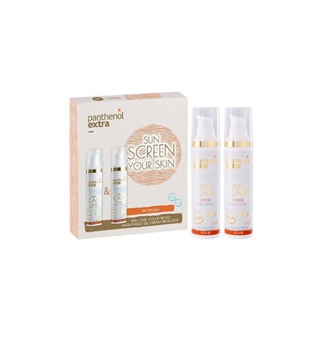 Panthenol Extra Promo Set Sunscreen Your Skin Color Gel Cream Spf30 2x50ml & Scrunchie 1τμχ