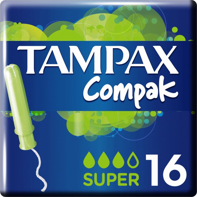 Tampax Compak Super Tampons Ταμπόν με απλικατέρ Υψηλής Απορροφητικότητας, 16 τεμάχια