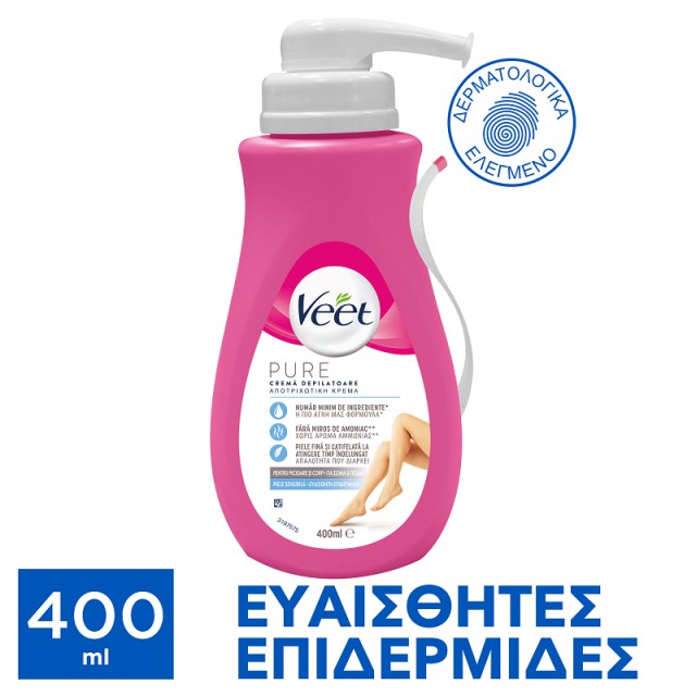 Αποτριχωτική Κρέμα Veet® με Αντλία 400 ml, για Ευαίσθητες Επιδερμίδες