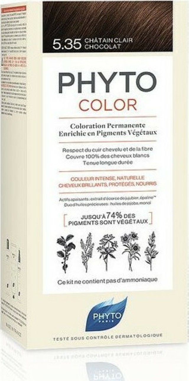 Phyto Color 5.35 Chocolate Light Brown Μόνιμη Βαφή Καστανό Ανοιχτό Σοκολατί, 1τεμ