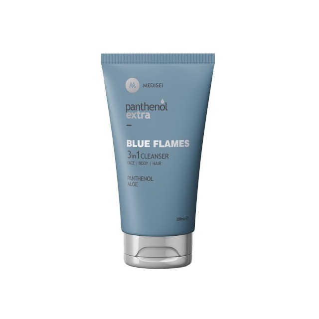 Medisei Panthenol Extra Blue Flames 3 in 1 Gel Cleanser Ανδρικό Αφρόλουτρο & Σαμπουάν για Πρόσωπο, Σώμα & Μαλλιά 200ml