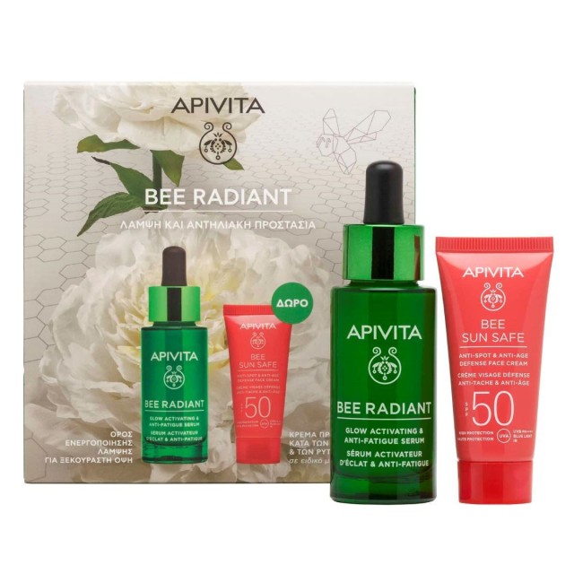 Apivita Bee Radiant Σετ Περιποίησης για Λάμψη & Αντιγήρανση με Serum & Κρέμα Προσώπου 30ml