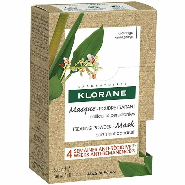 Klorane Shampoo Mask Galanga Θεραπευτική Μάσκα Πούδρα Κατά Της Επίμονης Πιτυρίδας 2in1 8x3g