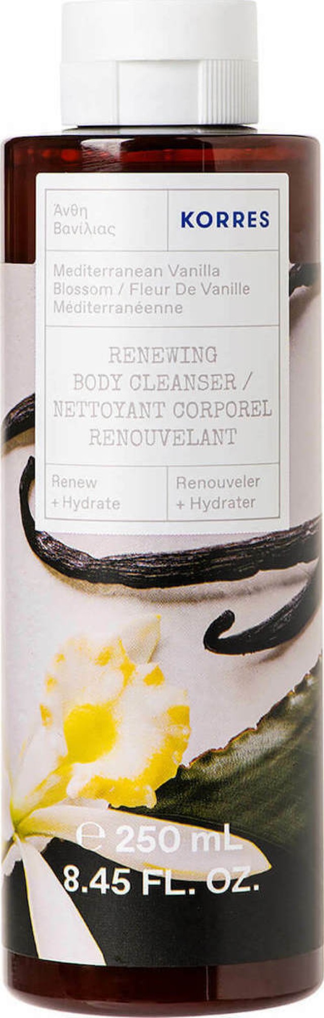 Korres Renewing Body Cleanser Mediterranean Vanilla Blossom Αφρόλουτρο με Άνθη Βανίλιας, 250ml