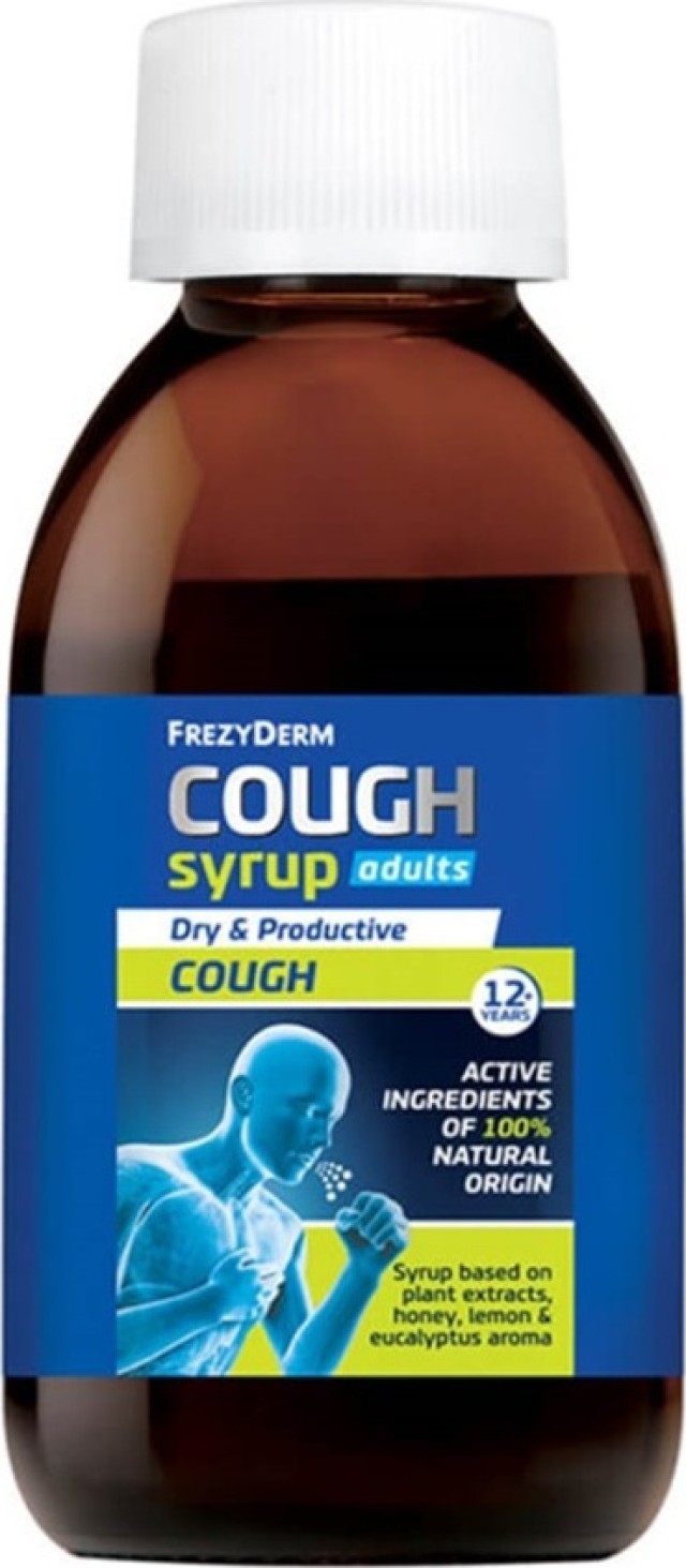 Frezyderm Couch Syrup for Adults Σιρόπι Ενηλίκων για Ξηρό & Παραγωγικό Βήχα με Γεύση Μέλι, Λεμόνι και Ευκάλυπτο 182gr