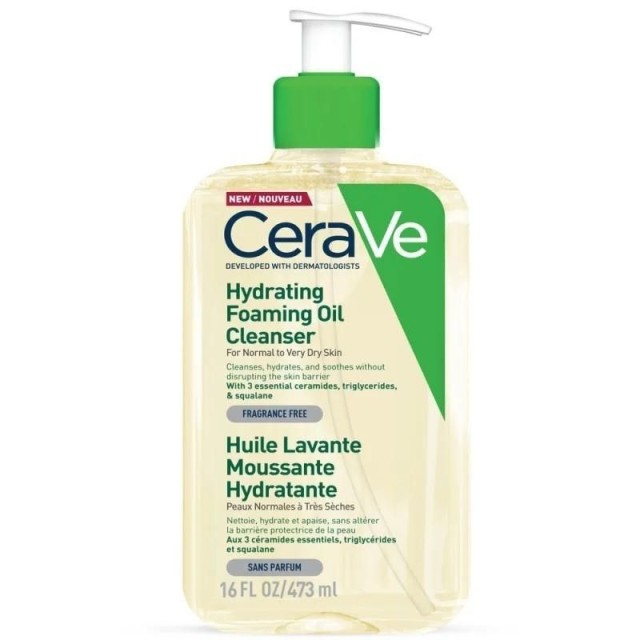 CeraVe Hydrating Foaming Cleansing Oil Ενυδατικό Αφρώδες Έλαιο Καθαρισμού Προσώπου & Σώματος Ιδανικό για Ξηρές Επιδερμίδες 473ml