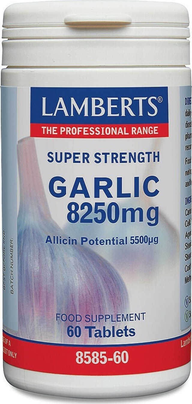 Lamberts Garlic 8250mg Συμπλήρωμα Διατροφής Σκόρδου Για Το Καρδιαγγειακό Σύστημα 60 ταμπλέτες