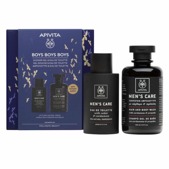 Apivita Promo Boys Boys Boys, Eau De Toilette Με Κέδρο & Κάρδαμο 100ml & Σαμπουάν - Αφρόλουτρο 250ml