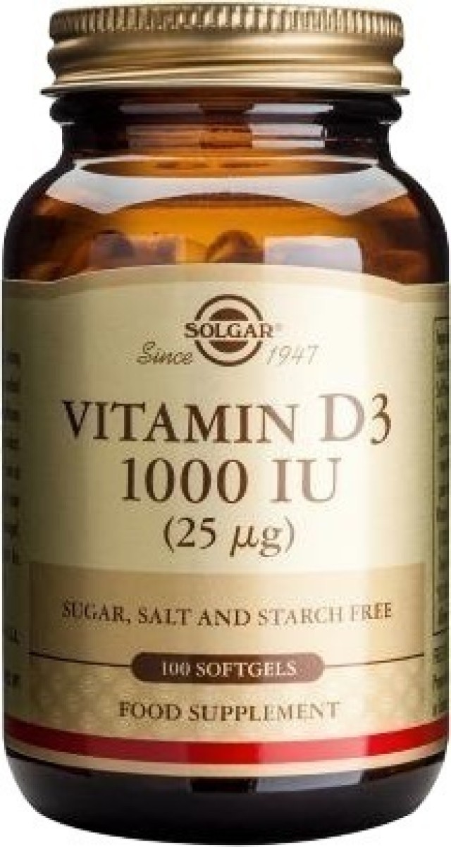 SOLGAR VITAMIN D-3 1000 IU chewab.(φράουλα/ μπανάνα) tabs 100s