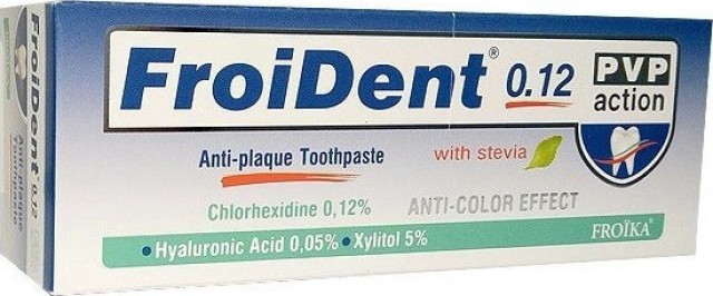 Froika FroiDent Anti-Plaque Toothpaste Chlorhexidine 0.12 PVP Action Οδοντόκρεμα κατά της Οδοντικής Πλάκας, 75ml με Στέβια