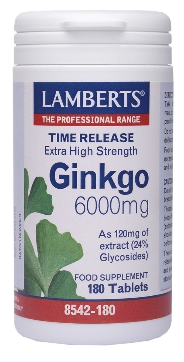 LAMBERTS GINKGO BILOBA EXTRACT 6000MG 180TABS