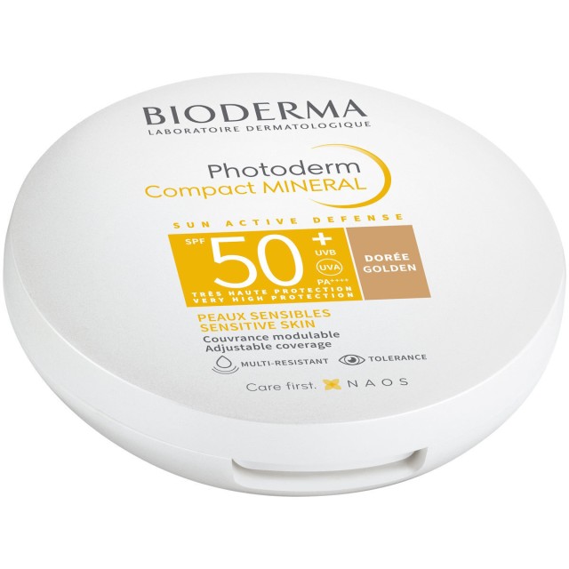 Bioderma Photoderm Compact Mineral Αδιάβροχη Αντηλιακή Πούδρα Προσώπου SPF50 με Χρώμα Golden 10gr