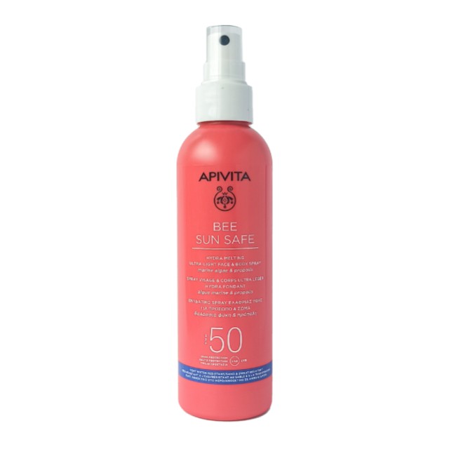 Apivita Bee Sun Safe Hydra Melting Ultra Light Face & Body Spray Ενυδατικό Αντιηλιακό Προσώπου Σώματος με Θαλάσσια Φύκη & Πρόπολη SPF50, 200ml