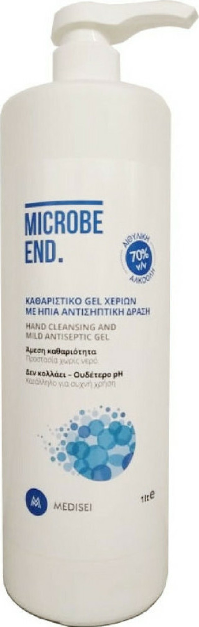 Medisei Microbe End Gel Ήπιο Αντισηπτικό Ζελ Χεριών με 70% Αιθυλική Αλκοόλη 1000ml