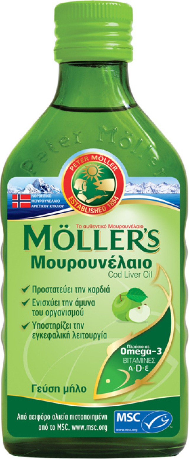 Mollers Cod Liver Oil Apple Υγρό Μουρουνέλαιο με Γεύση Μήλου, 250ml