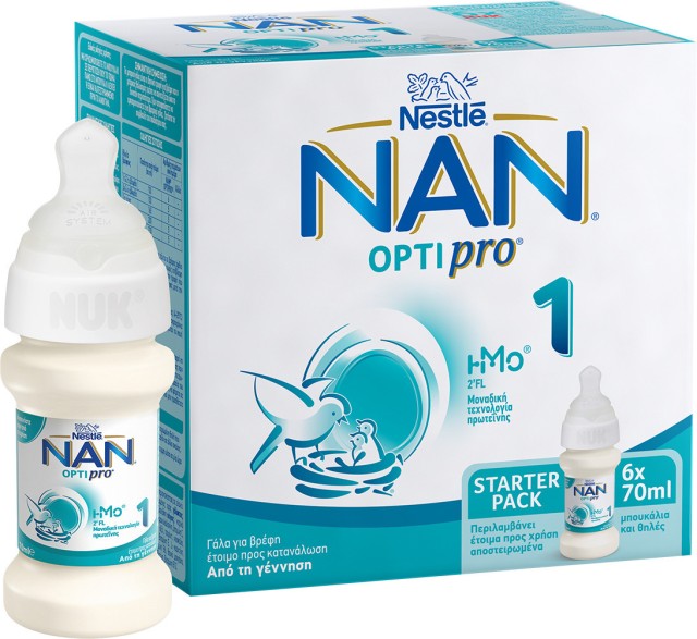 NESTLE NAN Optipro 1 Starter Pack Μπουκαλάκια & Αποστειρωμένες Ορθοδοντικές Θηλές