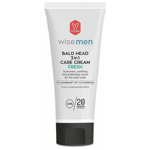 Vican Wise Men Bald Head 3in1 Care Cream Fresh 100ml - Αντιηλιακή, Καταπραϋντική & Προστατευτική Κρέμα Για Το Δέρμα Της Κεφαλής