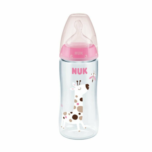 Nuk First Choice+ Xl Μπιμπερό Σιλικόνης 6-18m Ροζ Καμηλοπαρδαλη (10.216.248) 360ml