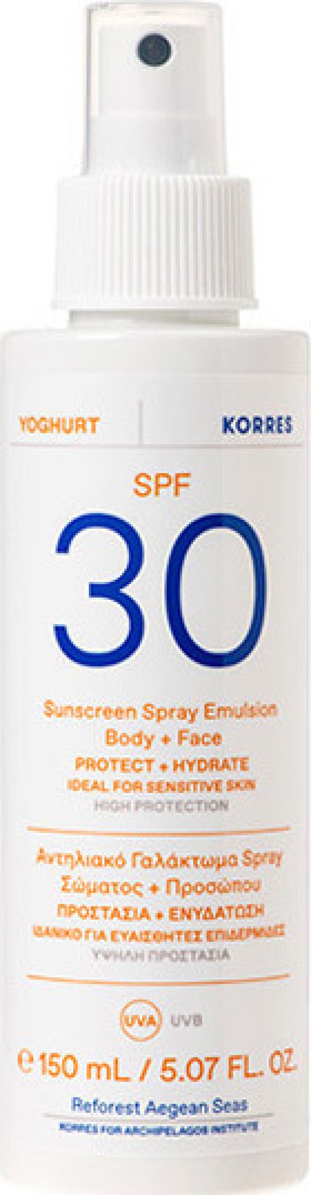 Korres Yoghurt Sunscreen Spray Body & Face Αντηλιακό Γαλάκτωμα Spray Σώματος & Προσώπου SPF30, 150ml