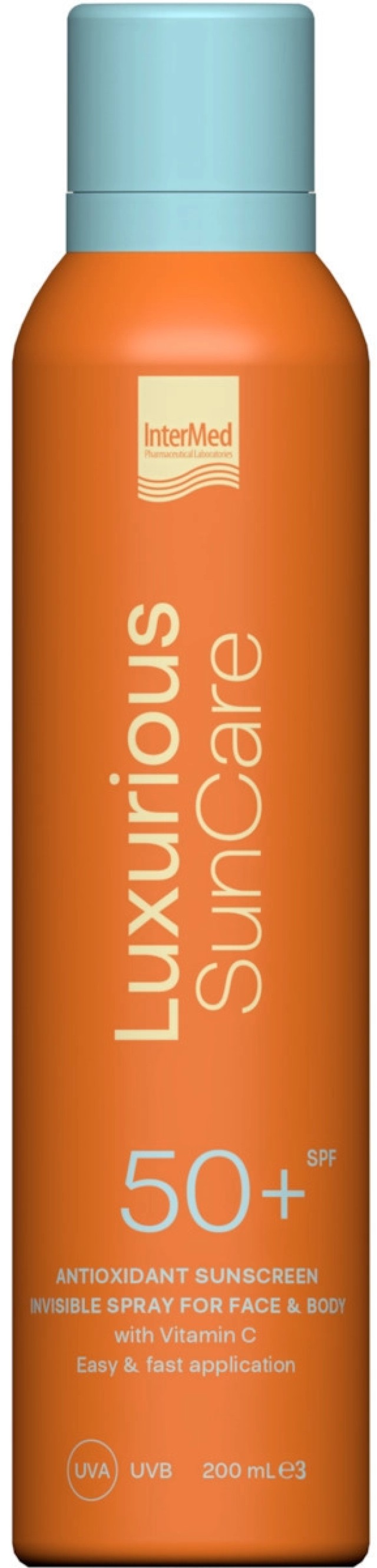 Intermed Luxurious Suncare Antioxidant Sunscreen Invisible Spray SPF 50+ Αντηλιακό Σπρέι για Πρόσωπο & Σώμα, 200ml