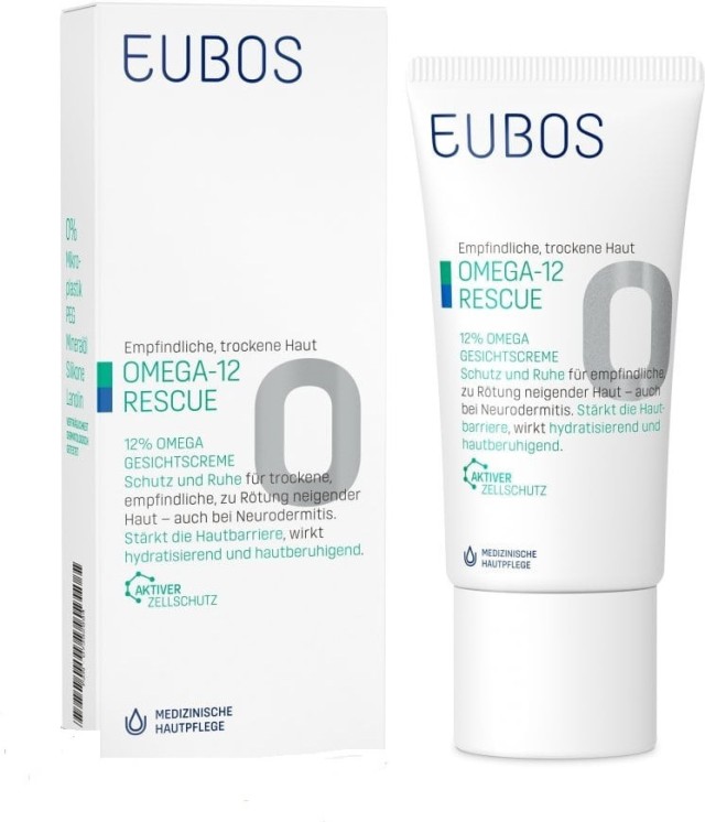 Eubos Omega-12 Rescue Ενυδατική Κρέμα Προσώπου Ημέρας για Ξηρές/Ευαίσθητες Επιδερμίδες κατά της Ερυθρότητας 50ml