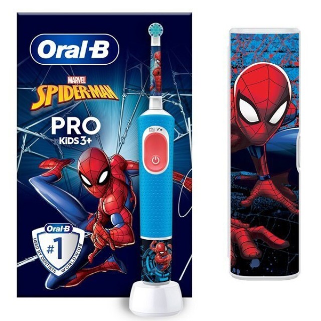 Oral-B Pro Kids Electric Toothbrush Spider-Man with Travel Case Ηλεκτρική Οδοντόβουρτσα Spider-Man με Θήκη Ταξιδίου 3+ Ετών, 1τεμ