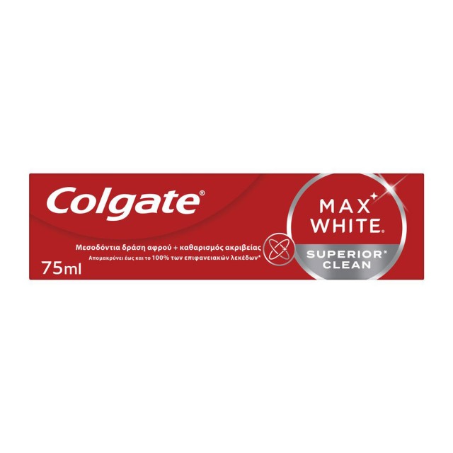 Colgate Max White Superior Clean Toothpaste 75ml Οδοντόκρεμα για Λεύκανση