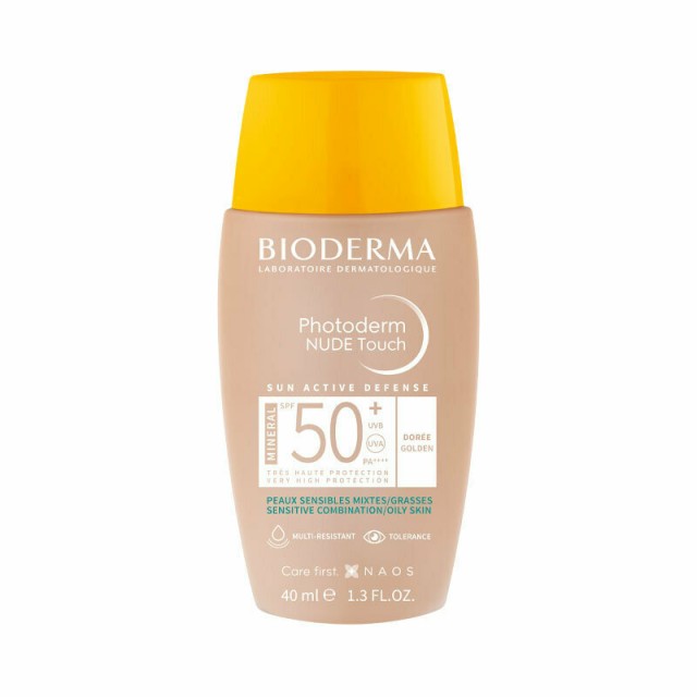 Bioderma Photoderm Nude Touch Doree/Golden SPF50+ Αντηλιακή Προσώπου Για Ευαίσθητο Μεικτό Προς Λιπαρό Δέρμα 40ml