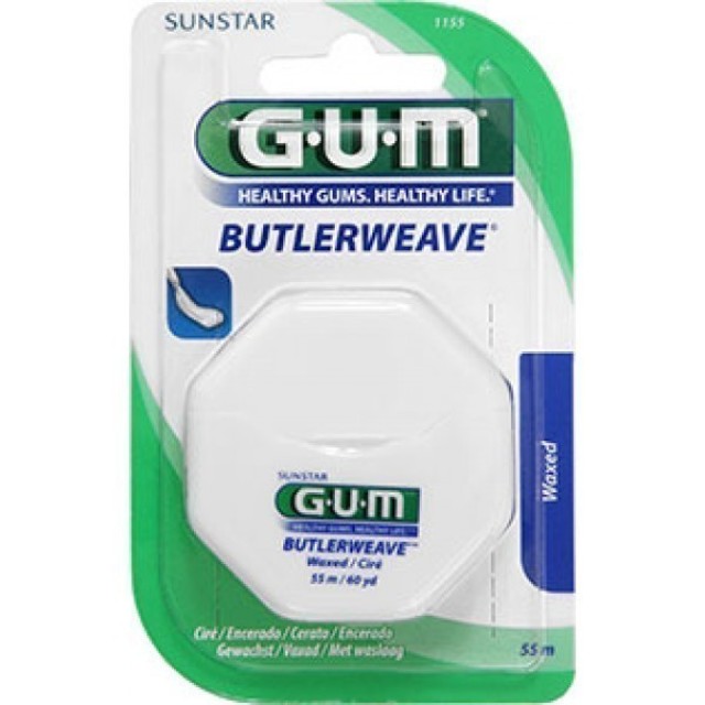 Gum Butlerweave Waxed, Kερωμένο Oδοντικό Nήμα 55m (1155)