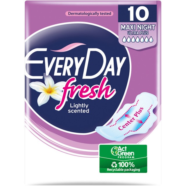 Every Day Fresh Maxi Night Ultra Plus Σερβιέτες με Φτερά 10τμχ