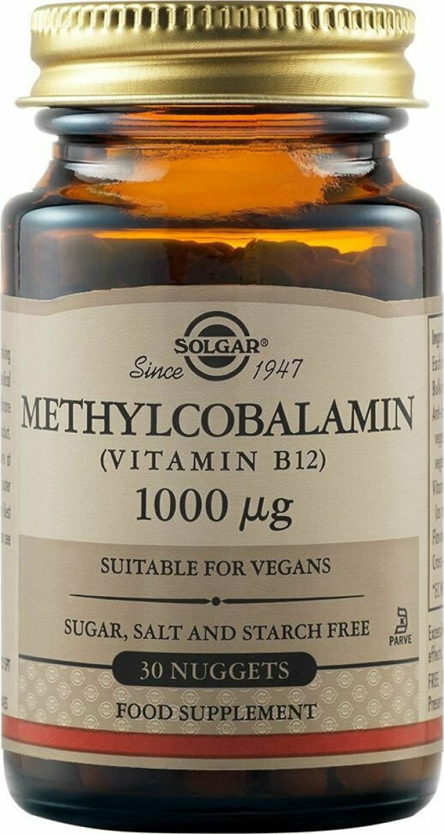 SOLGAR METHYLCOBALAMIN VIT B-12 1000MG NUGGETS 30S