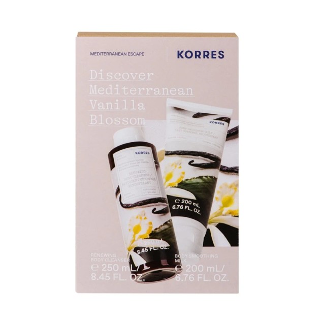 Korres Promo Discover Mediterranean Vanilla Blossom Renewing Body Cleanser 250ml & Body Smoothing Milk 200ml