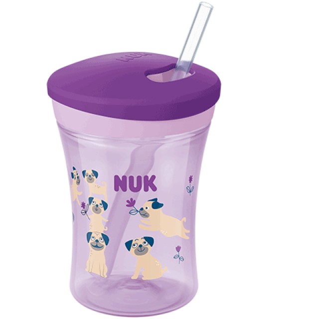 NUK Purple Dogs Action Cup Με Καλαμάκι 230ml