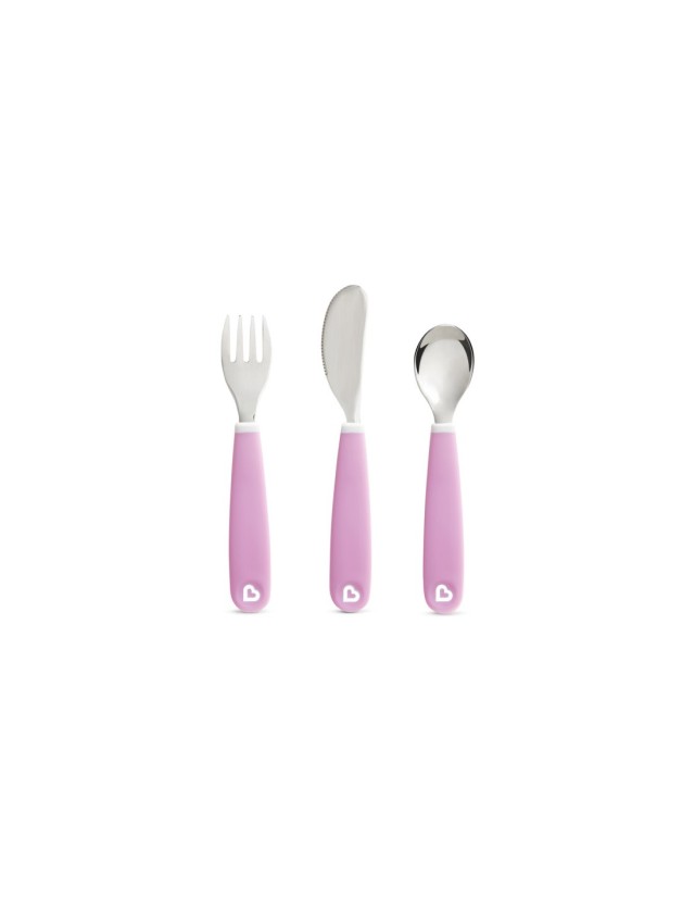 Munchkin Splash Toddler Cutlery Set Εκπαιδευτικό Σετ Μαχαίρι-Πιρούνι-Κουτάλι,  Μωβ 3 Τεμάχια