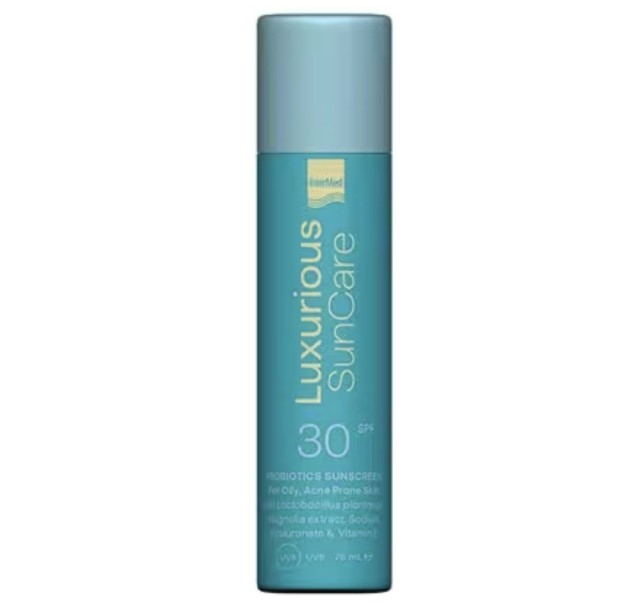 Ιntermed Luxurious Sun Care Probiotics Fluid SPF30 Αντηλιακή Κρέμα Προσώπου με Προβιοτικά, 75ml