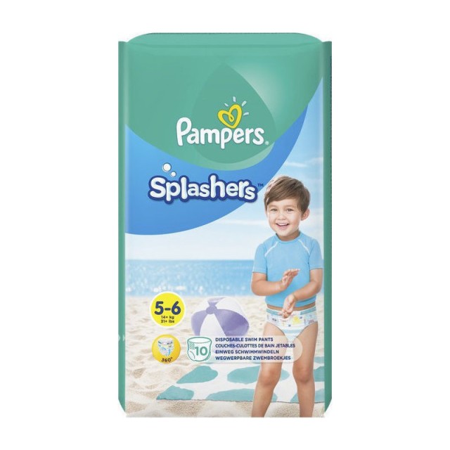 Pampers Splashers Πάνα-Μαγιό Μέγεθος 5-6, 14+kg, 10 πάνες