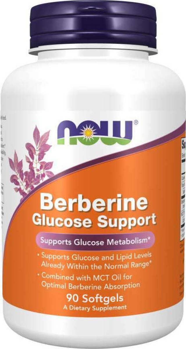 Now Foods Now Foods Berberine Glucose Support-Συμπλήρωμα Διατροφής με Βερβερίνη, 90 Μαλακές Κάψουλες