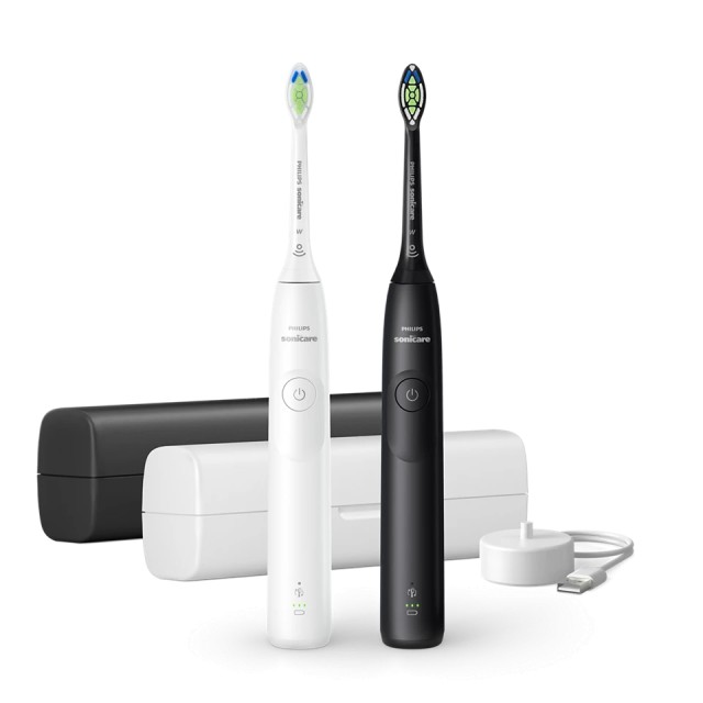 Philips Sonicare 5300 Σετ 2 Επαναφορτιζόμενων Οδοντόβουρτσων 1 τεμ. Λευκό και 1 τεμ. Μαύρο