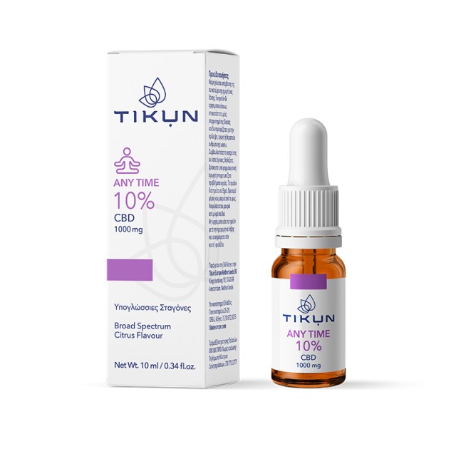 Tikun Any Time 10% Cbd 1000mg Υπογλώσσιες Σταγόνες Κάνναβης κατά του Άγχους για Ισορροπία Ευεξία Χαλάρωση 10ml