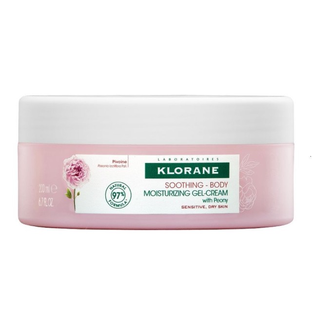 Klorane Peony Soothing Body Moisturizing Gel-Cream Ενυδατική Κρέμα Σώματος, 200ml